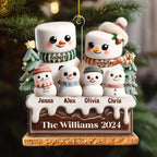 Marshmallow Lovely Family - Personalized Custom Acrylic Ornament 720824 - DiyGiftly
