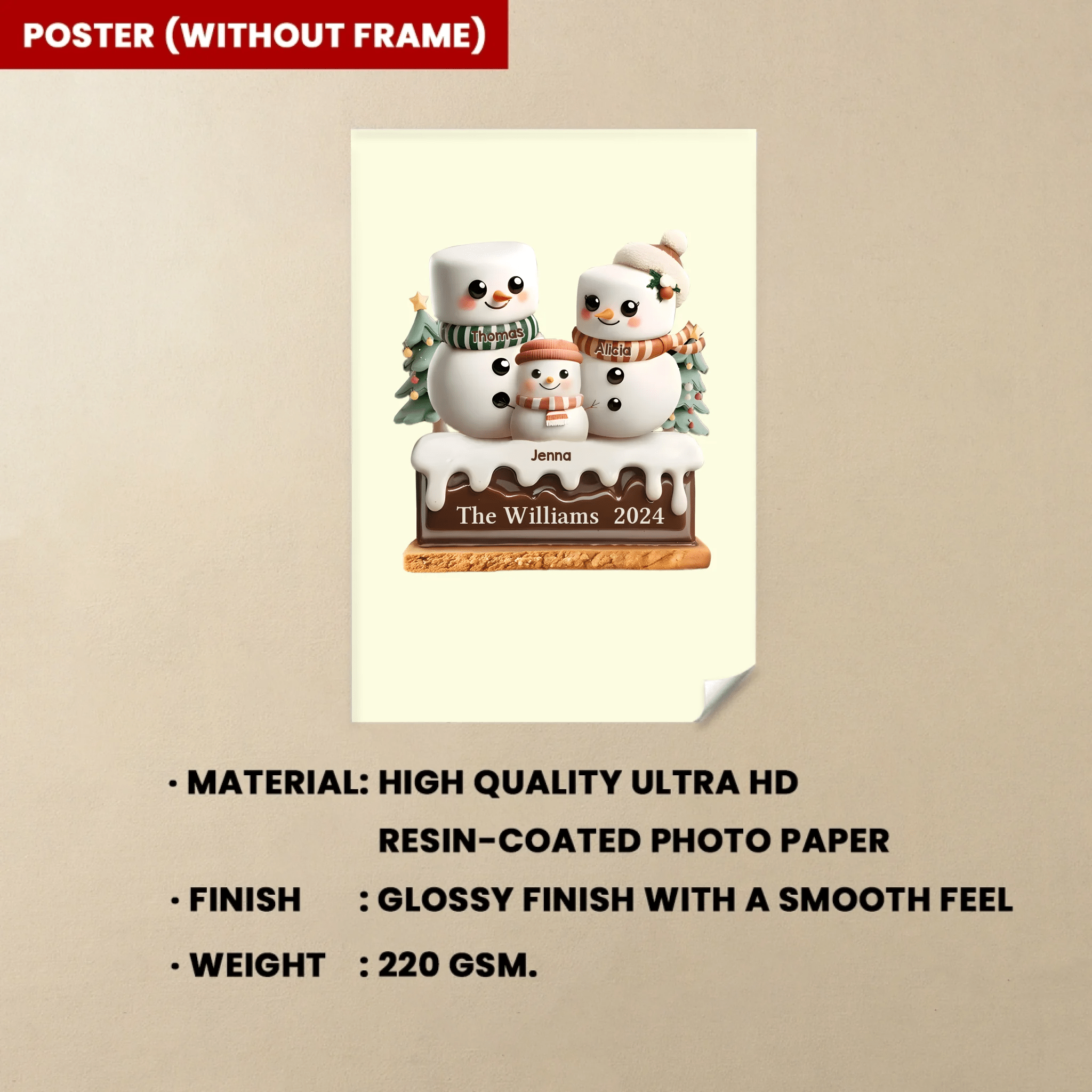 Marshmallow Lovely Family - Personalized Custom Canvas&Poster 735532 - DiyGiftly