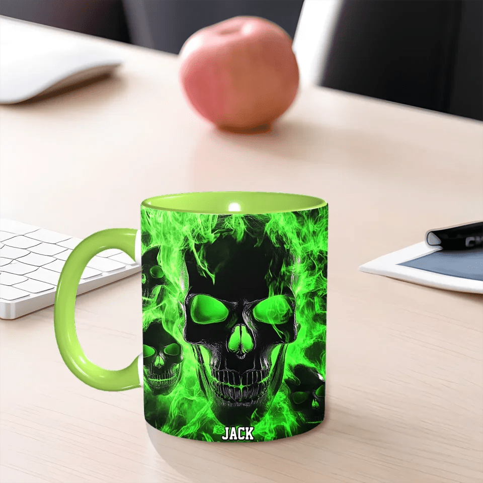 Melted Skull On Fire - Personalized Skull Accent Mug 748454 - DiyGiftly