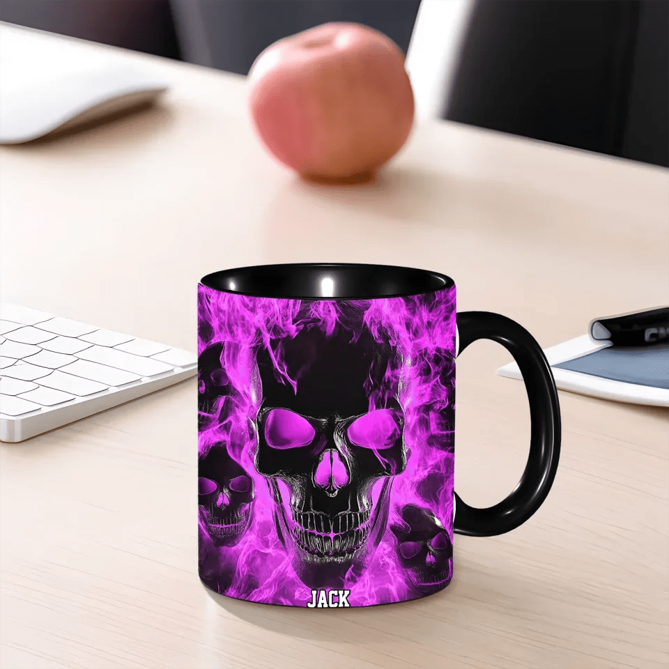 Melted Skull On Fire - Personalized Skull Accent Mug 748454 - DiyGiftly