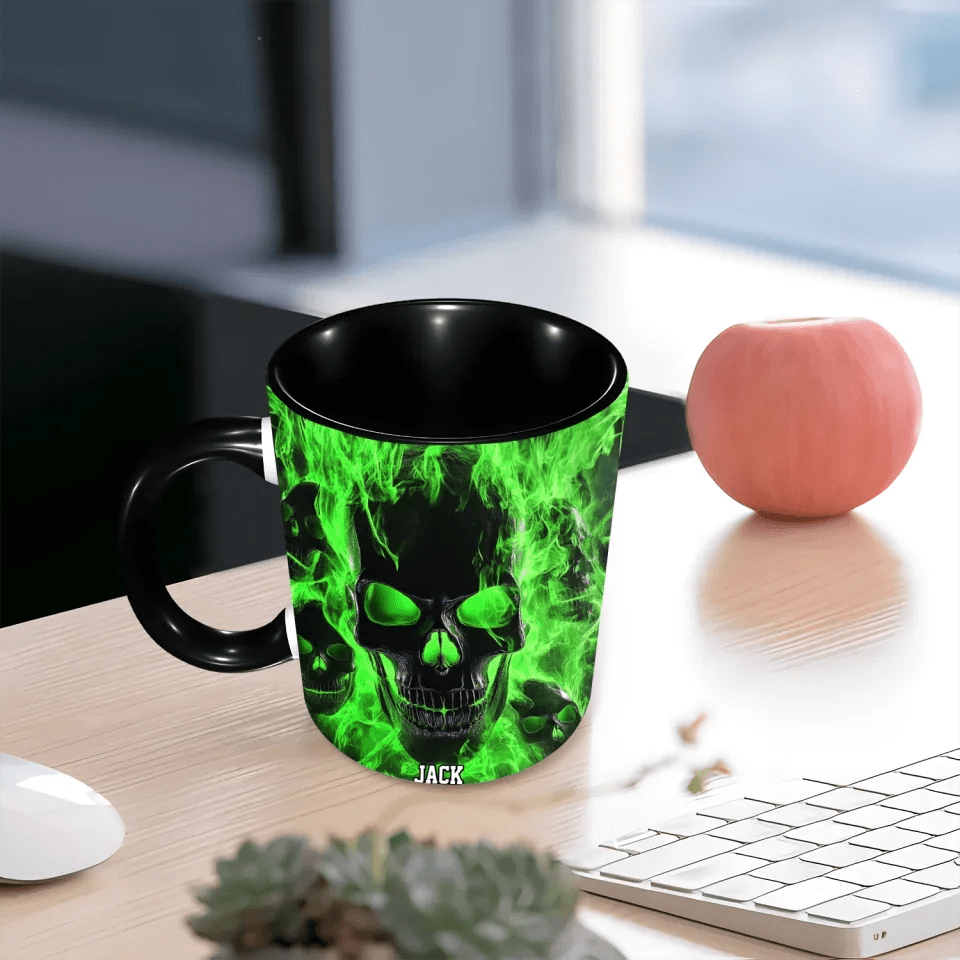Melted Skull On Fire - Personalized Skull Accent Mug 748454 - DiyGiftly