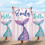 Mermaid Personalized Beach Towel, Mermaid Party Favors, Custom Beach Towel, Mermaid Birthday Gift For Kids, Pool Bachelorette Trip 87826944 - DiyGiftly