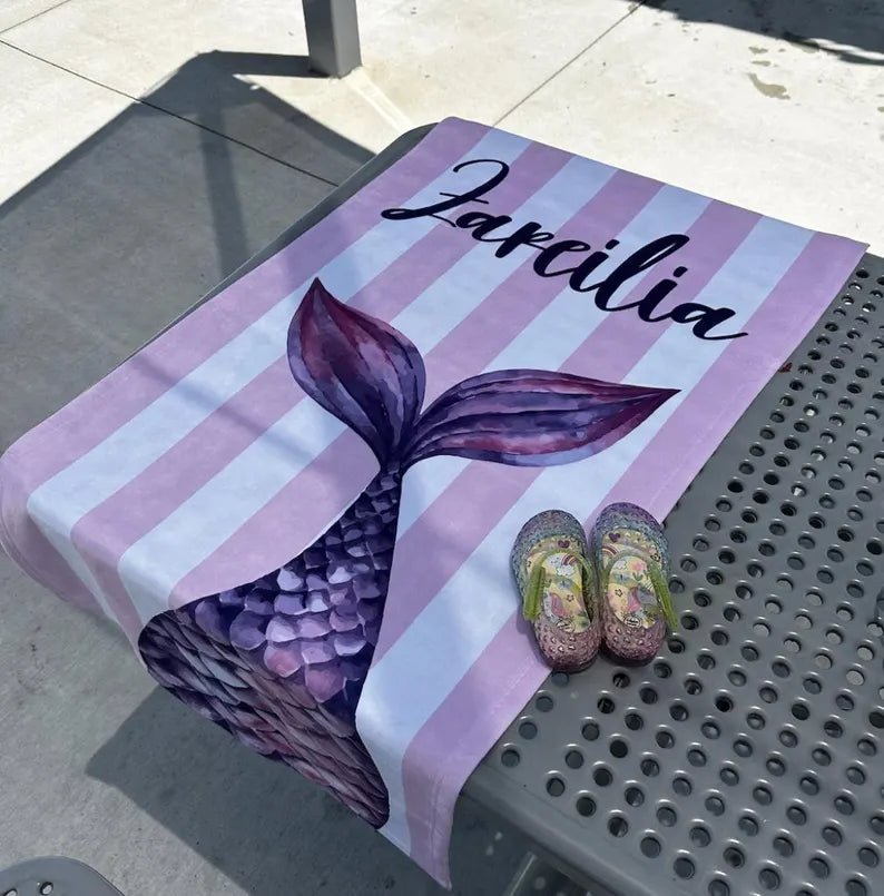 Mermaid Personalized Beach Towel, Mermaid Party Favors, Custom Beach Towel, Mermaid Birthday Gift For Kids, Pool Bachelorette Trip 87826944 - DiyGiftly