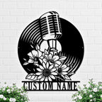 Microphone Flower Recording Studio Customized Metal Signage – Personalized Music Studio Wall Art, LED Metal Sign for Singers, Musicians, DJs, and Recording Room Decor, Unique Gift for Music Lovers 49805824 - DiyGiftly