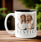 Minimalist Modern Chic Best Friends BFF Photo Two - Tone Coffee Mug – Custom Picture Personalized Cup for Sisters, Besties, or Roommates, Unique Friendship Gift for Birthday, Christmas, or Galentine’s Day 76001280 - DiyGiftly
