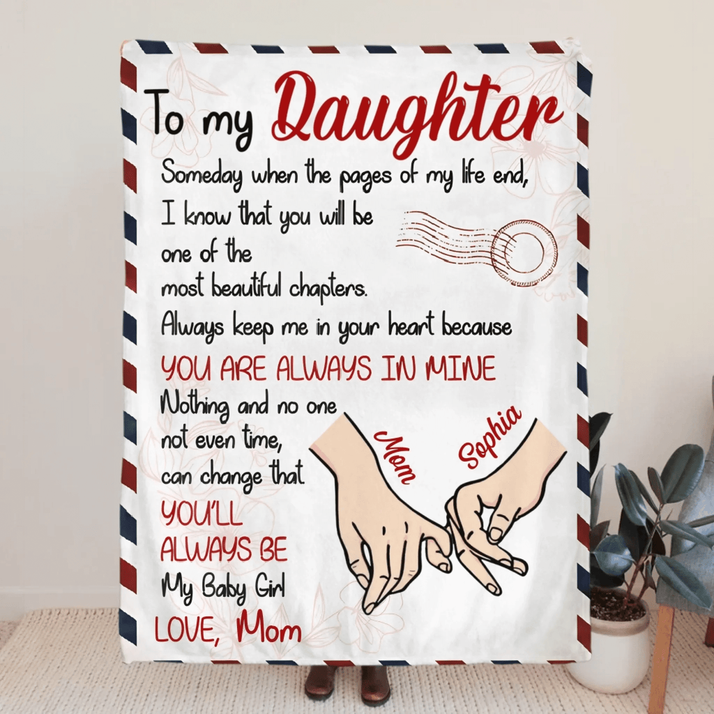 Mom Daughter You’ll Always Be My Baby Girl – Personalized Fleece Blanket, Sherpa Blanket – Custom Name Gift for Daughter from Mom, Birthday Christmas Keepsake 1080946 - DiyGiftly