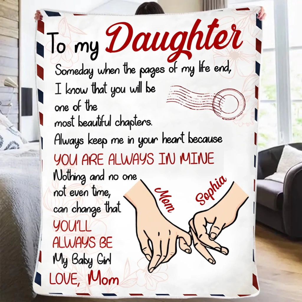 Mom Daughter You’ll Always Be My Baby Girl – Personalized Fleece Blanket, Sherpa Blanket – Custom Name Gift for Daughter from Mom, Birthday Christmas Keepsake 1080946 - DiyGiftly
