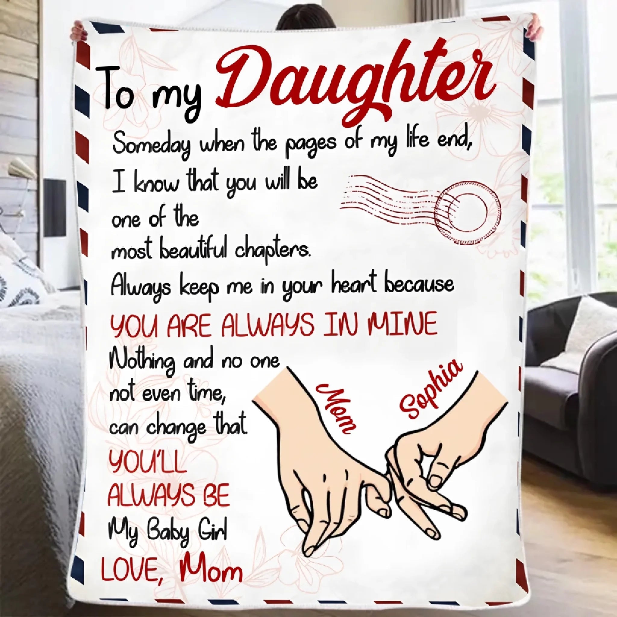 Mom Daughter You’ll Always Be My Baby Girl – Personalized Fleece Blanket, Sherpa Blanket – Custom Name Gift for Daughter from Mom, Birthday Christmas Keepsake 1080946 - DiyGiftly