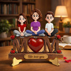 Mom We Love You Always Mother's Day Gifts - Personalized 2 - Layer Wooden Plaque with Custom Names for Desk Display & Family Keepsakes 1123605 - DiyGiftly