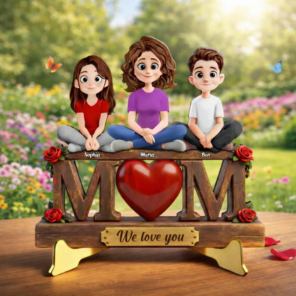 Mom We Love You Always Mother's Day Gifts - Personalized 2 - Layer Wooden Plaque with Custom Names for Desk Display & Family Keepsakes 1123605 - DiyGiftly