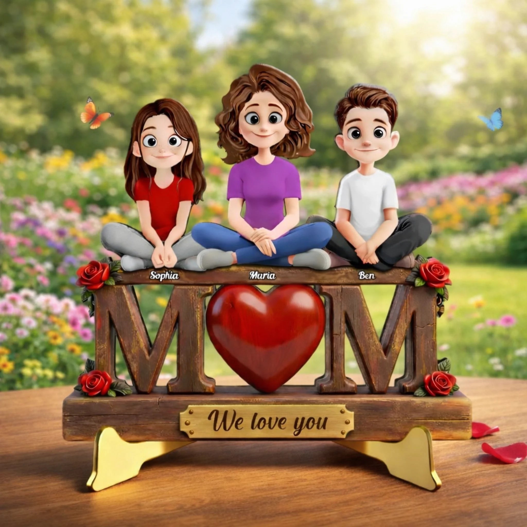 Mom We Love You Always Mother's Day Gifts - Personalized 2 - Layer Wooden Plaque with Custom Names for Desk Display & Family Keepsakes 1123605 - DiyGiftly
