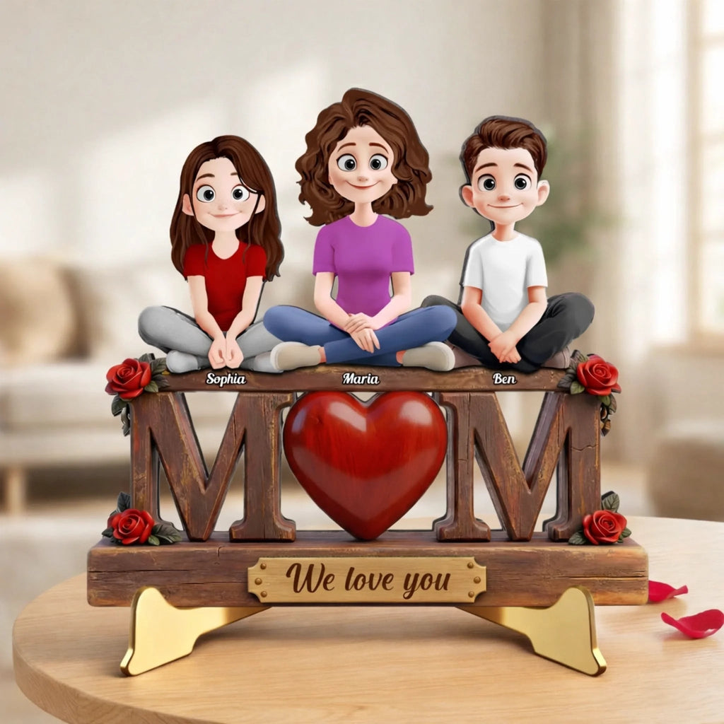 Mom We Love You Always Mother's Day Gifts - Personalized 2 - Layer Wooden Plaque with Custom Names for Desk Display & Family Keepsakes 1123605 - DiyGiftly