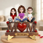 Mom We Love You Always Mother's Day Gifts - Personalized 2 - Layer Wooden Plaque with Custom Names for Desk Display & Family Keepsakes 1123605 - DiyGiftly