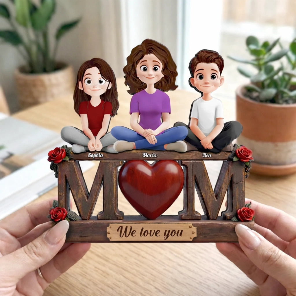 Mom We Love You Always Mother's Day Gifts - Personalized 2 - Layer Wooden Plaque with Custom Names for Desk Display & Family Keepsakes 1123605 - DiyGiftly