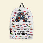 Monster Truck Alphabet Gift for Kids – Personalized Kid Backpack with Name, Custom School Bag, Unique Gift for Boys or Girls, Perfect for Birthday, Back to School, Christmas, or Special Occasion 97338112 - DiyGiftly