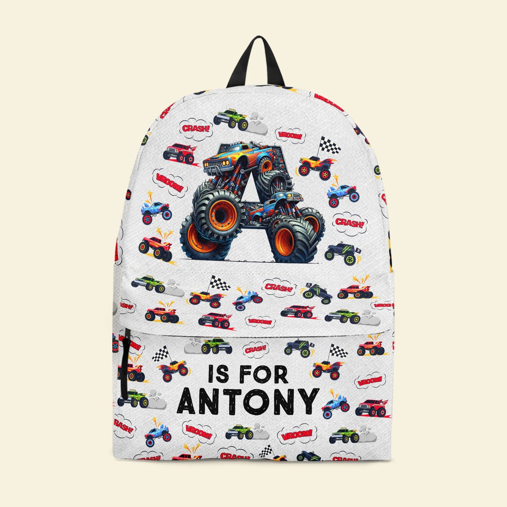 Monster Truck Alphabet Gift for Kids – Personalized Kid Backpack with Name, Custom School Bag, Unique Gift for Boys or Girls, Perfect for Birthday, Back to School, Christmas, or Special Occasion 97338112 - DiyGiftly