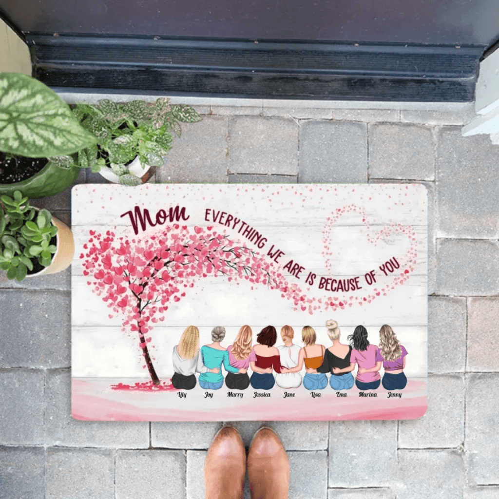 Mother & Daughters Forever Linked Together - Personalized Doormat 711362 - D - DiyGiftly
