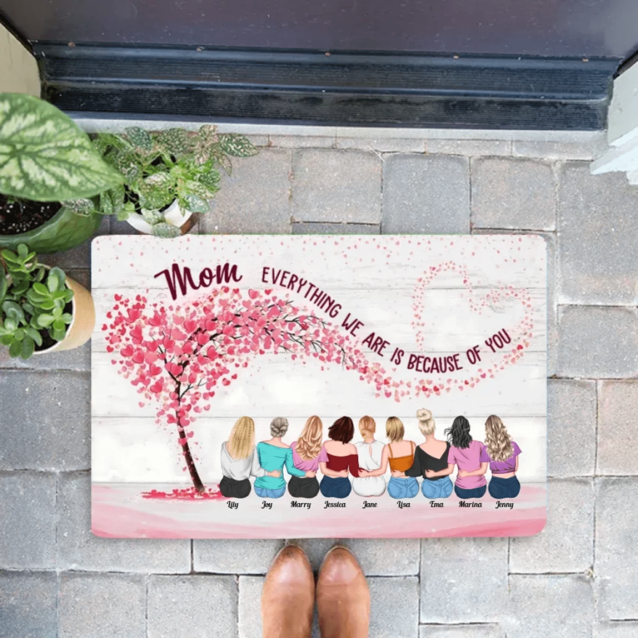 Mother & Daughters Forever Linked Together - Personalized Doormat 711362 - D - DiyGiftly