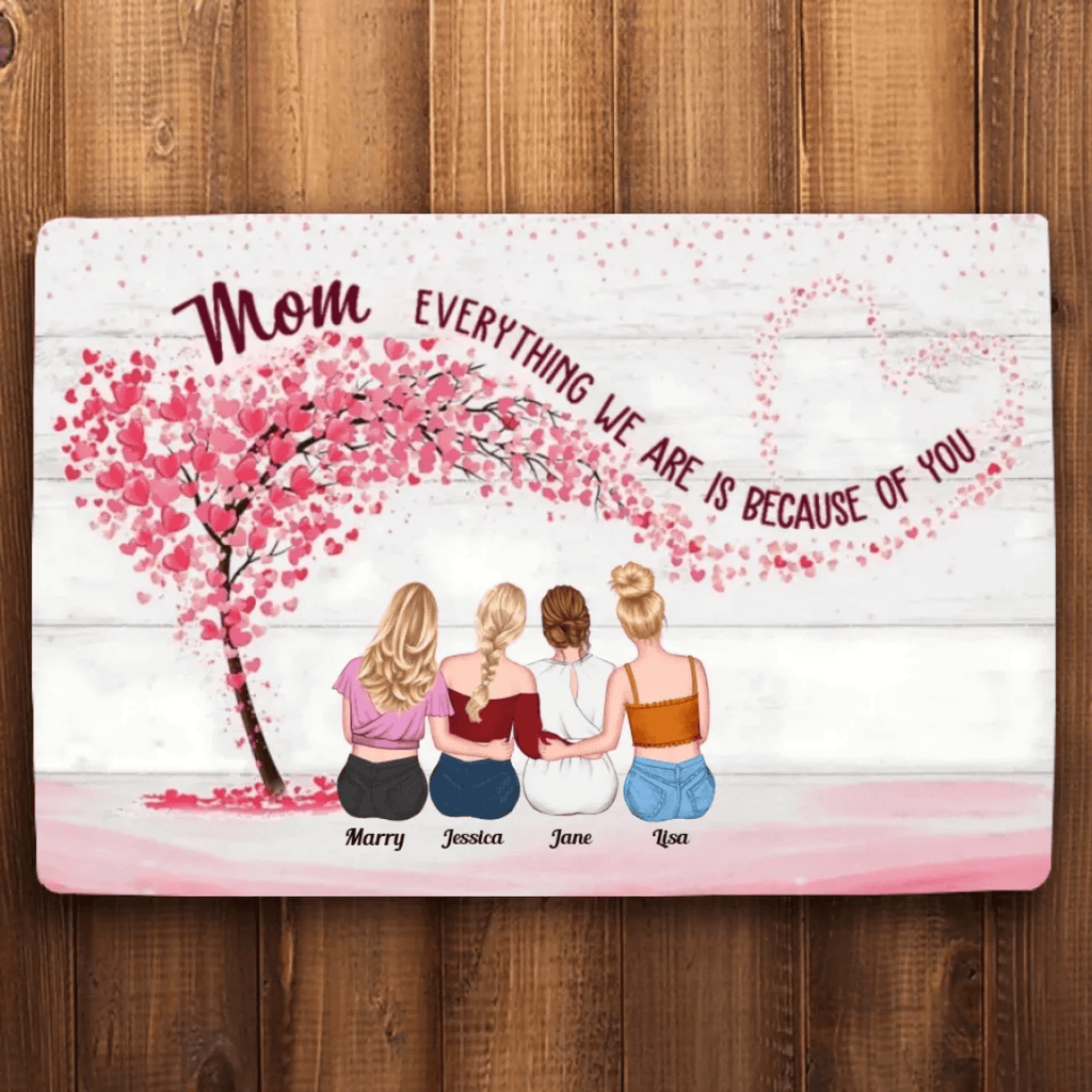 Mother & Daughters Forever Linked Together - Personalized Doormat 711362 - D - DiyGiftly