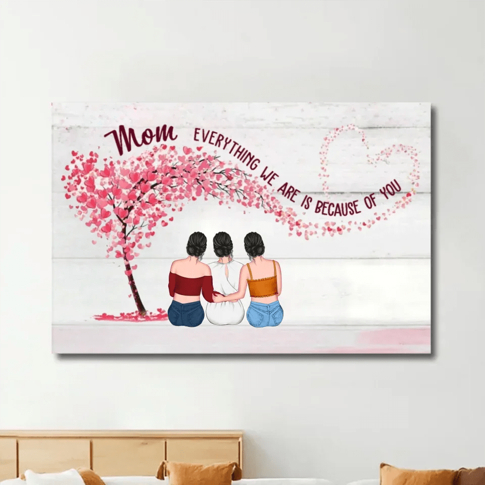 Mother & Daughters Forever Linked Together - Personalized Wrapped Canvas 711362 - 712277 - DiyGiftly