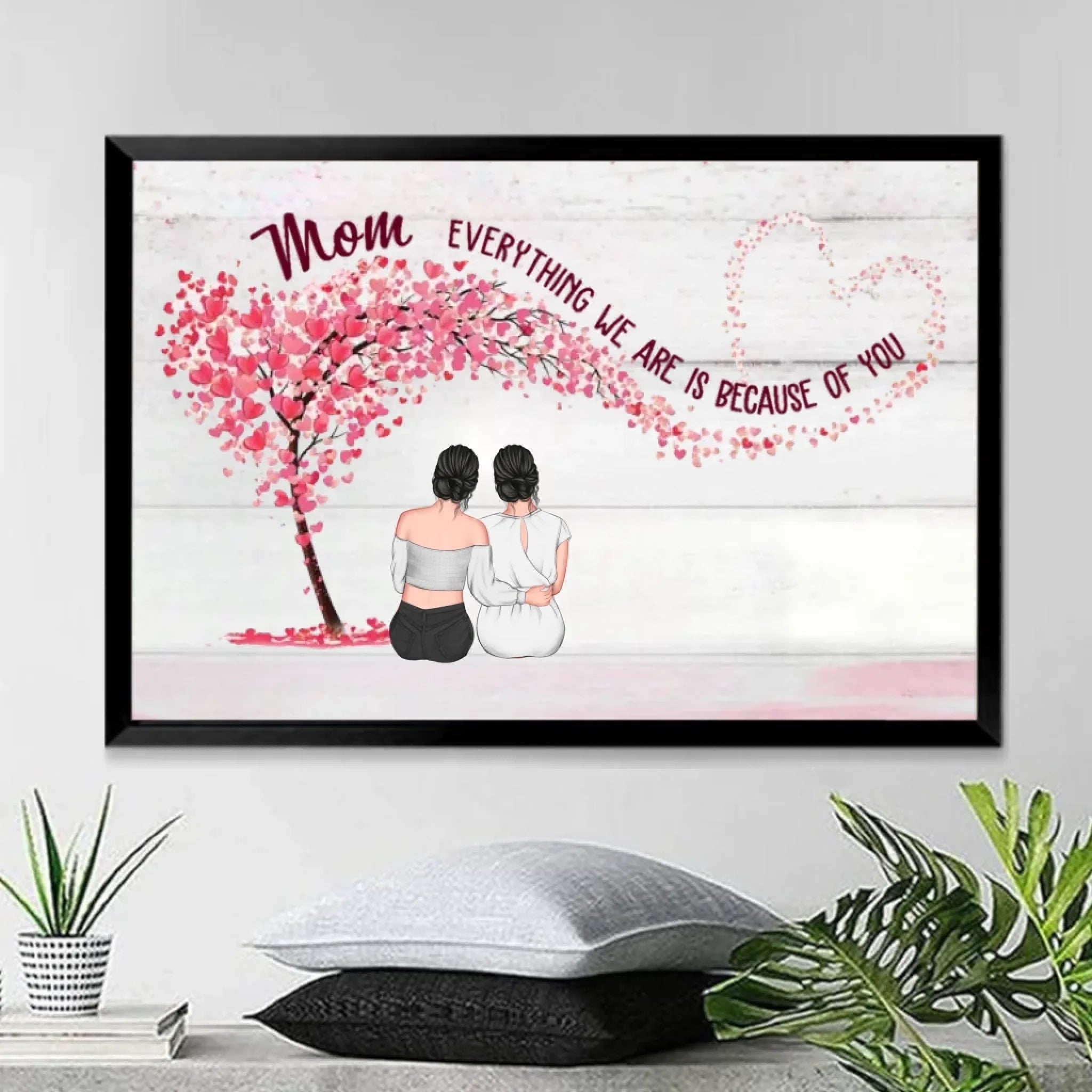 Mother & Daughters Forever Linked Together - Personalized Wrapped Canvas 711362 - 712277 - DiyGiftly