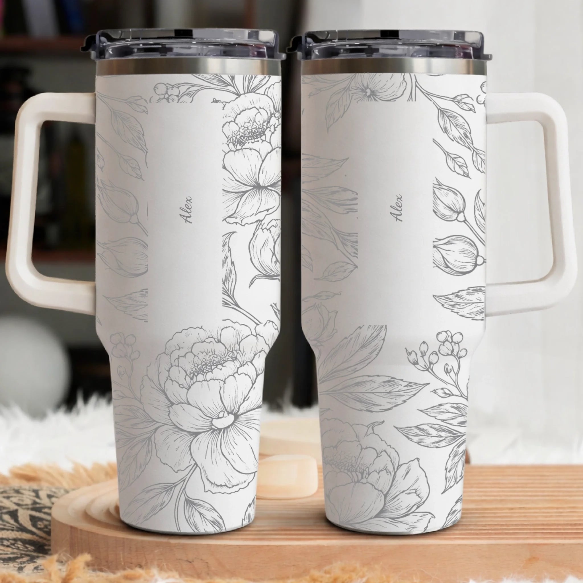 Mother’s Day Gift for Mom - Custom Kids' Names Floral Personalized 40oz Tumbler 1088705 - DiyGiftly