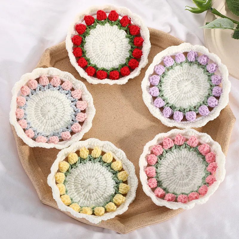personalized handmade crochet coaster set keepsake for coffee table decor