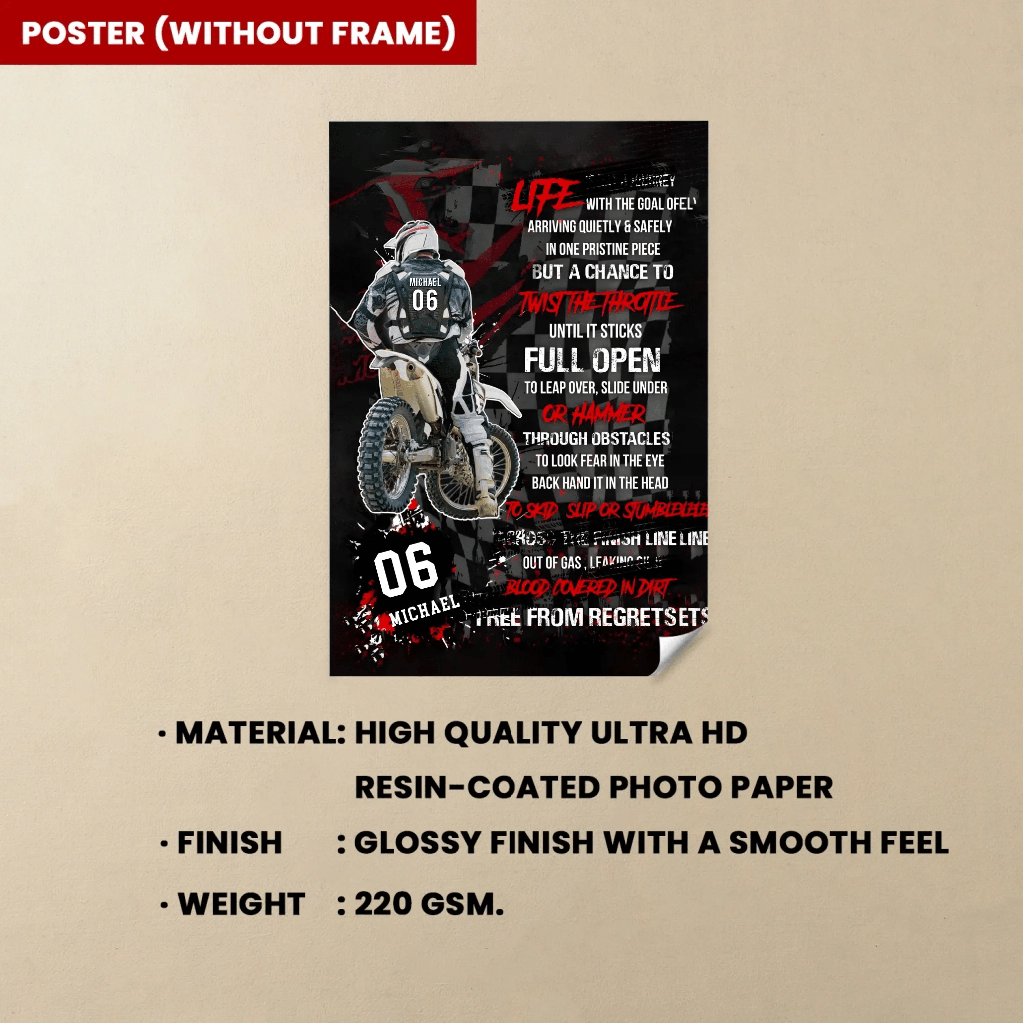 Motocross Racer Vertical Personalized Poster 746210 - 746231 - DiyGiftly