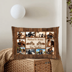 Motorcycle Name Sign, Personalized Couple Photo Collage Pillow - Gift for Biker Couple 747794 - B - DiyGiftly