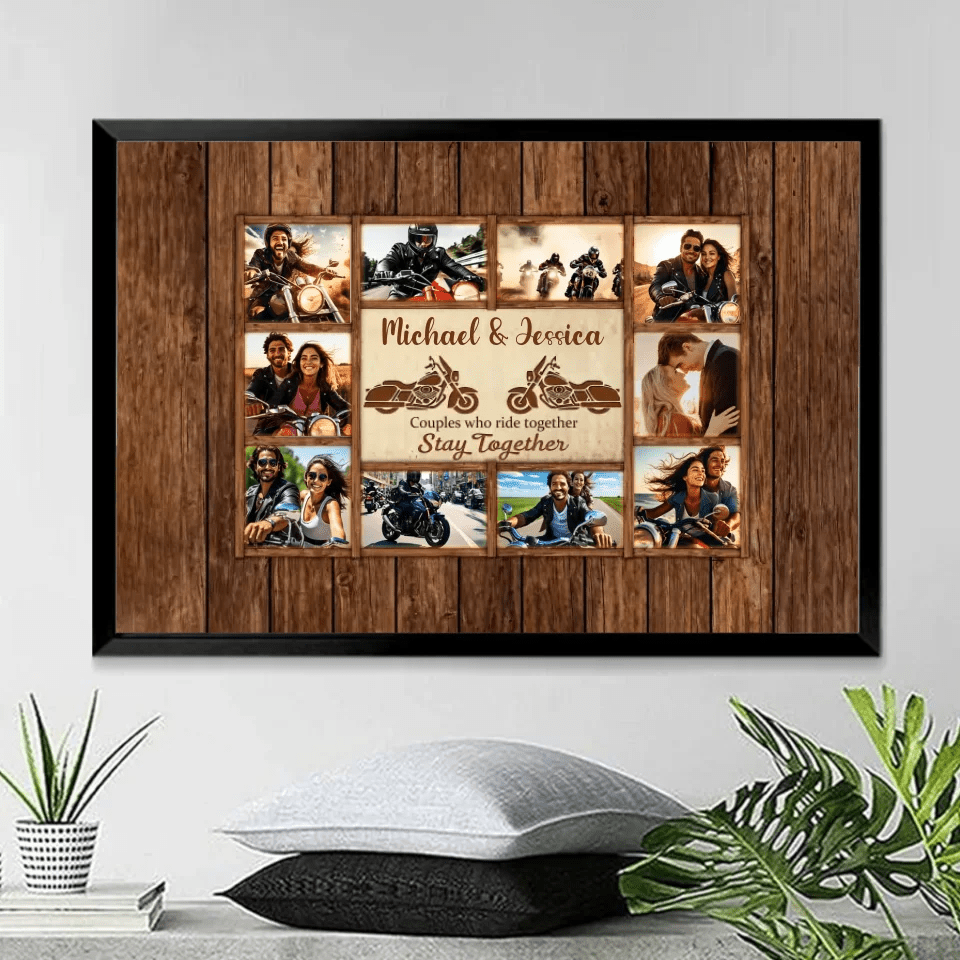 Motorcycle Name Sign, Personalized Couple Photo Collage Poster - Gift for Biker Couple 747794 - 747806 - DiyGiftly