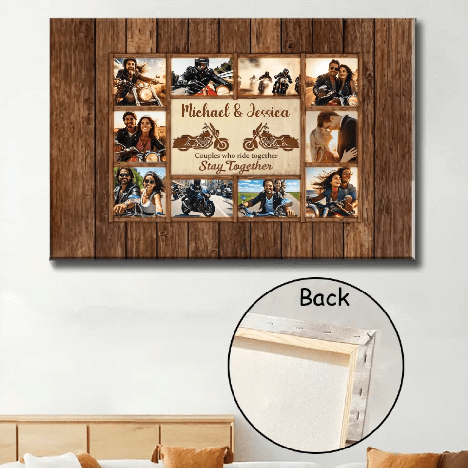 Motorcycle Name Sign, Personalized Couple Photo Collage Poster - Gift for Biker Couple 747794 - 747806 - DiyGiftly