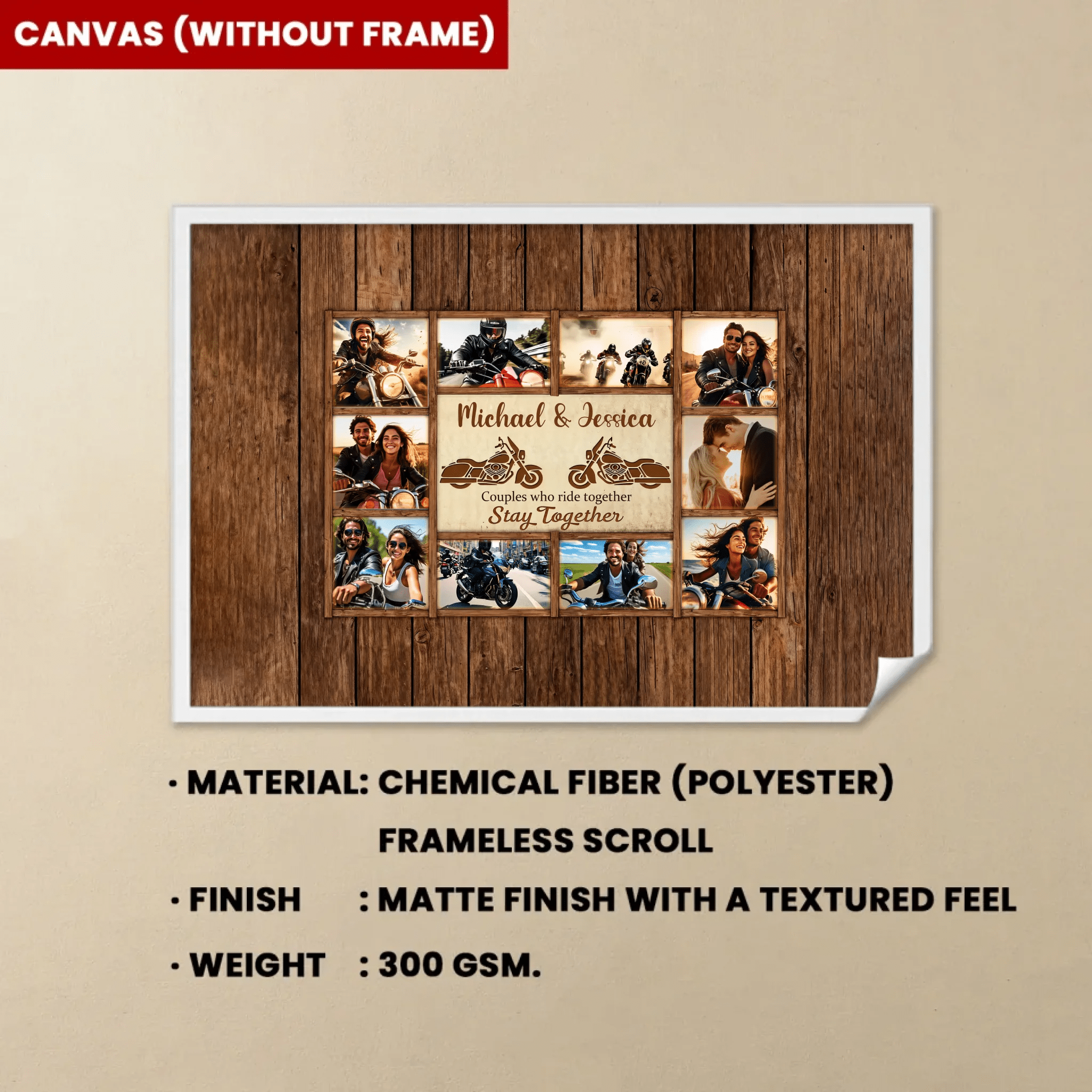 Motorcycle Name Sign, Personalized Couple Photo Collage Poster - Gift for Biker Couple 747794 - 747806 - DiyGiftly