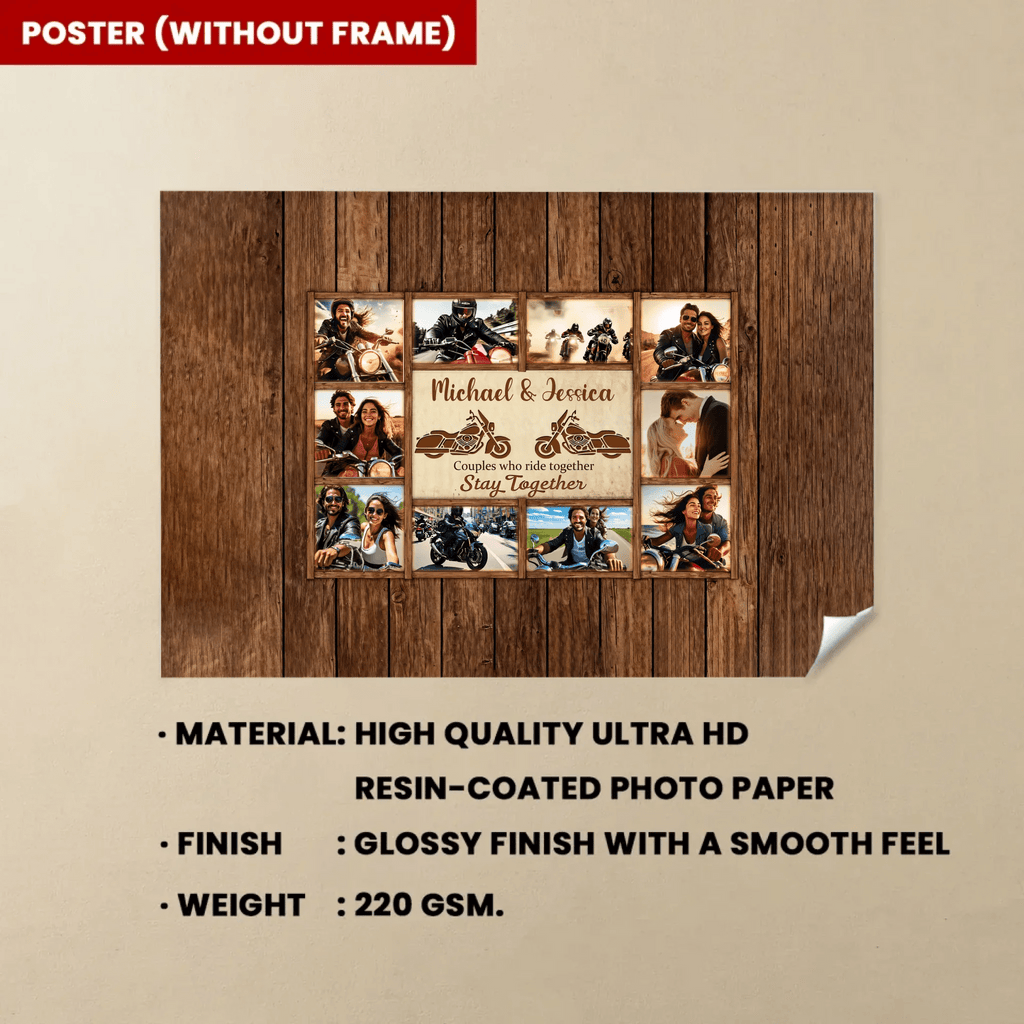 Motorcycle Name Sign, Personalized Couple Photo Collage Poster - Gift for Biker Couple 747794 - 747806 - DiyGiftly