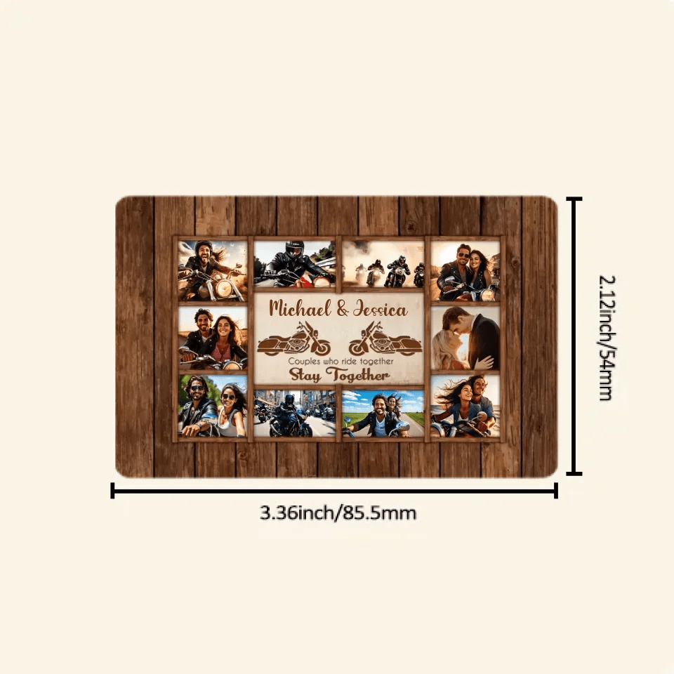 Motorcycle Name Sign, Personalized Couple Photo Collage Wallet Card - Gift for Biker Couple 747794 - Q - DiyGiftly