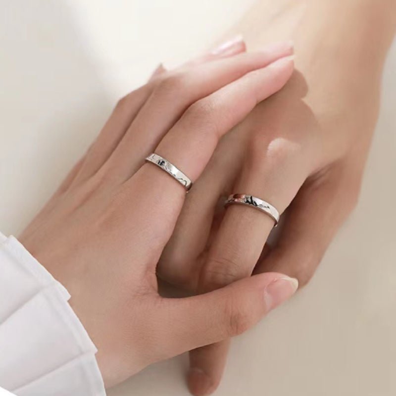 Mountain Ocean Couple Rings Matching Adjustable Ring Jewelry Gift for Lovers – Choose His or Hers (Sold Separately) - DiyGiftly