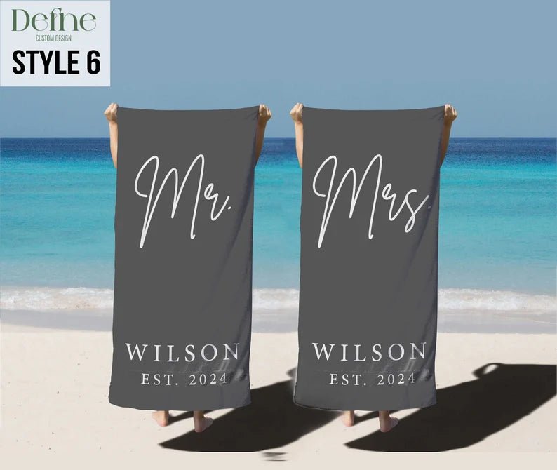 Mr. and Mrs. Beach Towels, Bride Personalized Beach Towel, Couple Pool Towel, Wedding Newlywed Honeymoon Gift, Groom Gift Beach Bachelorette 24853760 - DiyGiftly