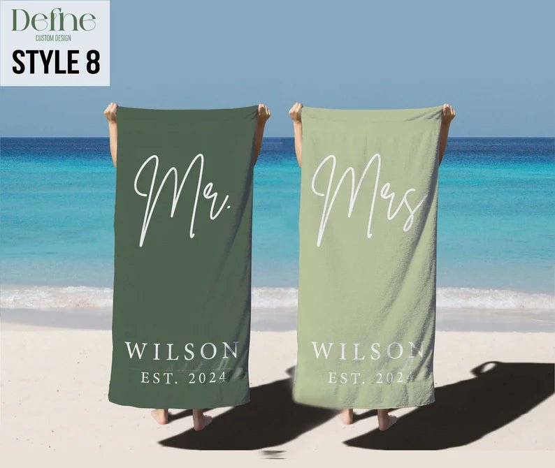 Mr. and Mrs. Beach Towels, Bride Personalized Beach Towel, Couple Pool Towel, Wedding Newlywed Honeymoon Gift, Groom Gift Beach Bachelorette 24853760 - DiyGiftly