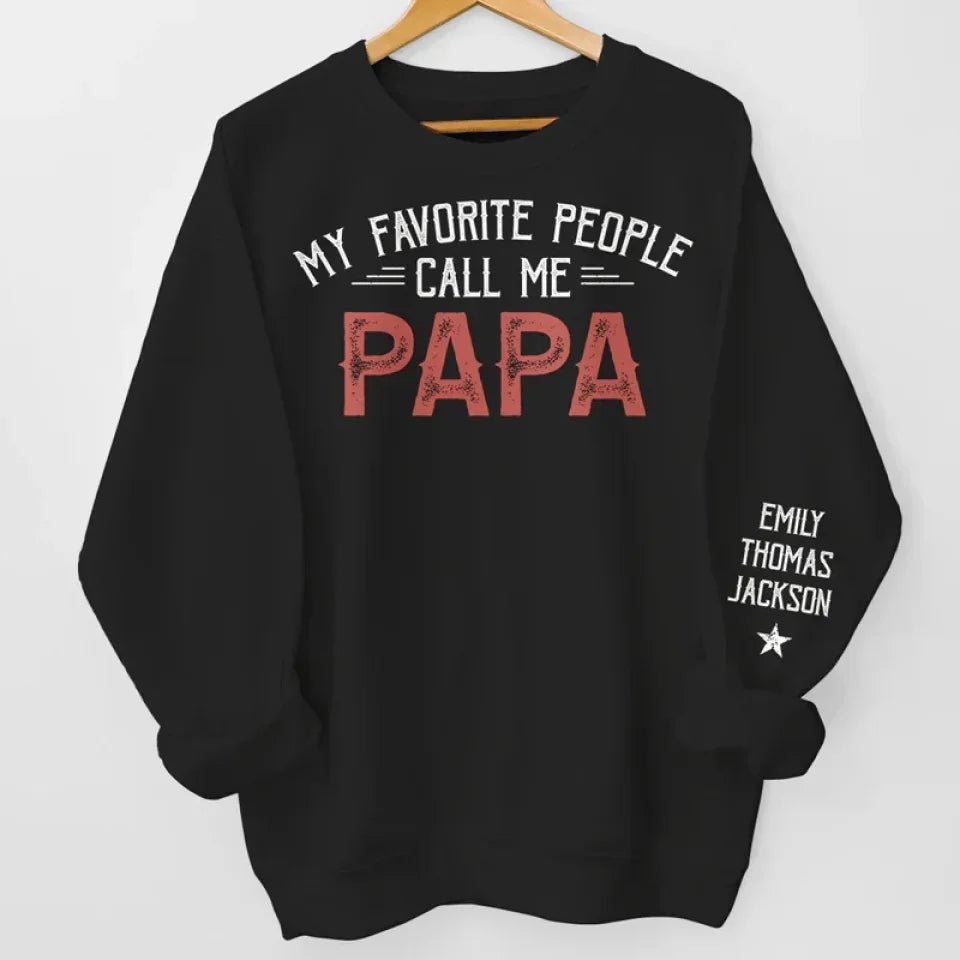 Personalized family names unisex sweatshirt sleeve print cozy fit grandparents day gift