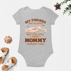 "My Fingers May Be Small But I Can Still Wrap Mommy Around Them" - Personalized Baby Onesie with Daddy & Sophia Hand Design, Custom Name Baby Shower Gift for New Moms, New Dads & New Parents 1156634 - DiyGiftly