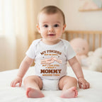 "My Fingers May Be Small But I Can Still Wrap Mommy Around Them" - Personalized Baby Onesie with Daddy & Sophia Hand Design, Custom Name Baby Shower Gift for New Moms, New Dads & New Parents 1156634 - DiyGiftly