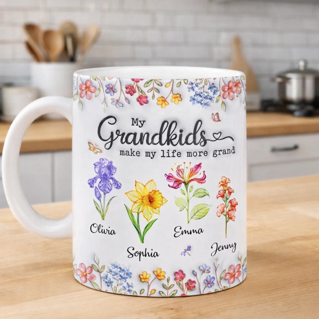 Coffee mug personalized family names 3D ceramic mug