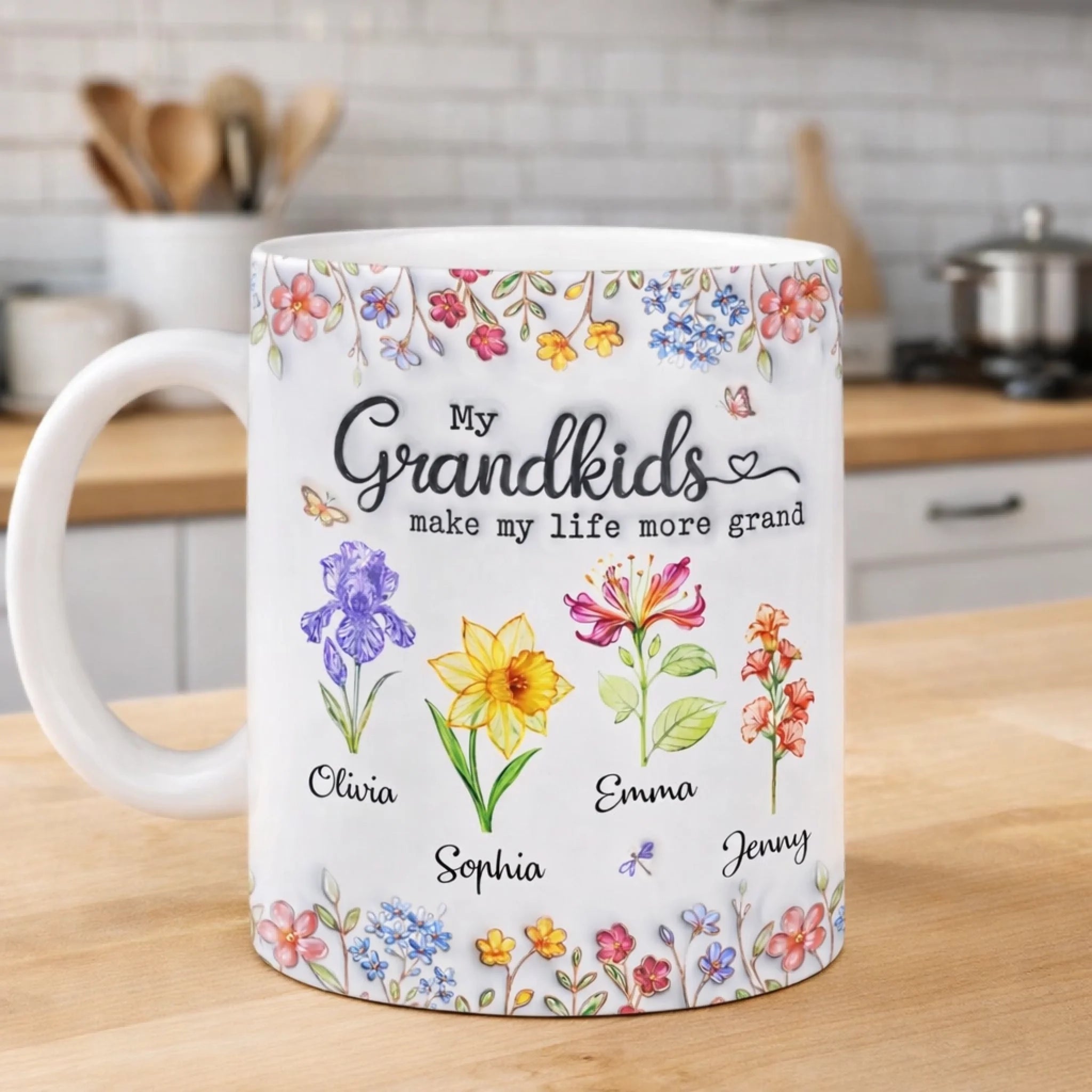 Coffee mug personalized family names 3D ceramic mug