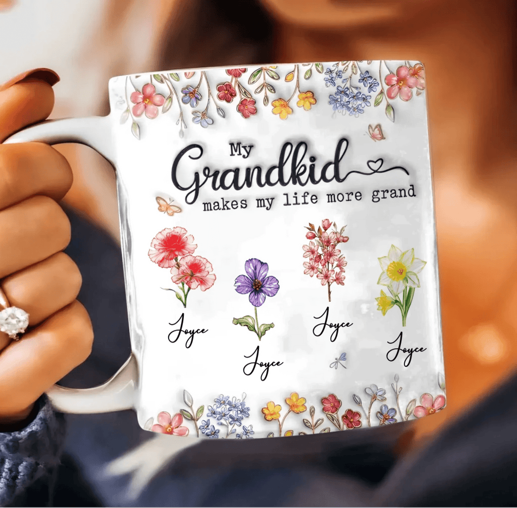 Personalized family names coffee mug 3D ceramic mug gift for grandparents