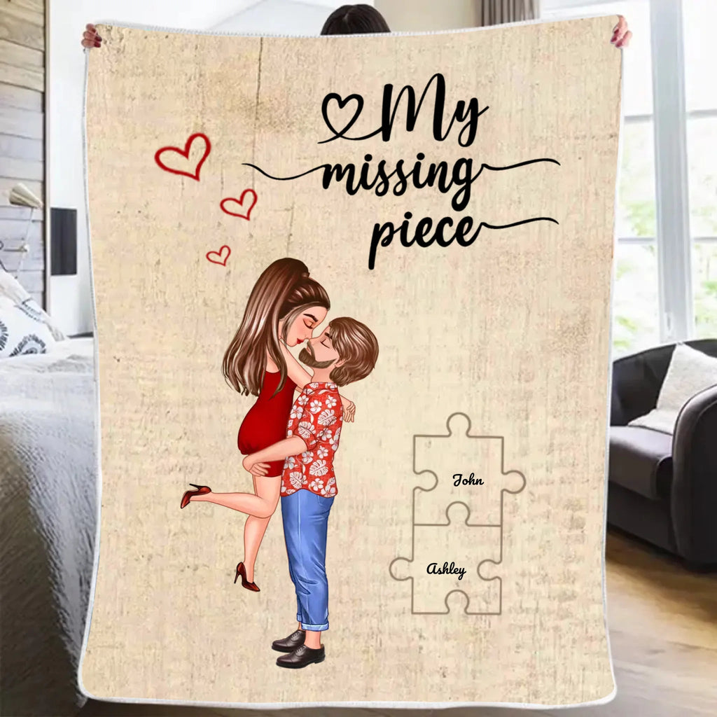 My Missing Piece, Personalized Blanket, Valentine‘s Day, Engagement, Anniversary, Birthday, Wedding Gift For Him Her, Couple Print 715625 - M - DiyGiftly