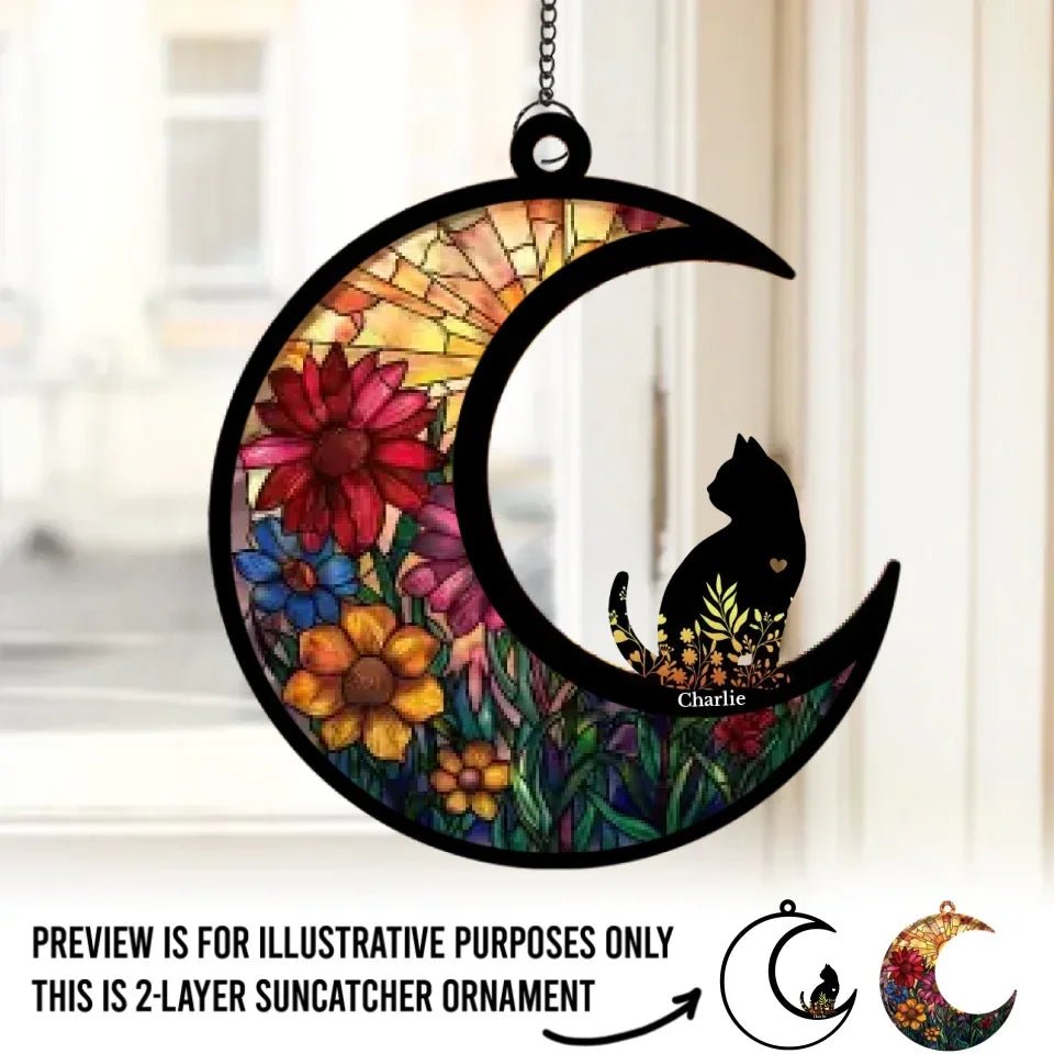 personalized window hanging suncatcher loss of cat gift memorial decor