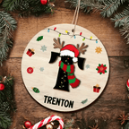 Name Monogram Christmas Family - Personalized 2 - Layered Wooden Ornament 684754 - DiyGiftly
