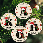 Name Monogram Christmas Family - Personalized 2 - Layered Wooden Ornament 684754 - DiyGiftly