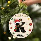 Name Monogram Christmas Family - Personalized 2 - Layered Wooden Ornament 684754 - DiyGiftly