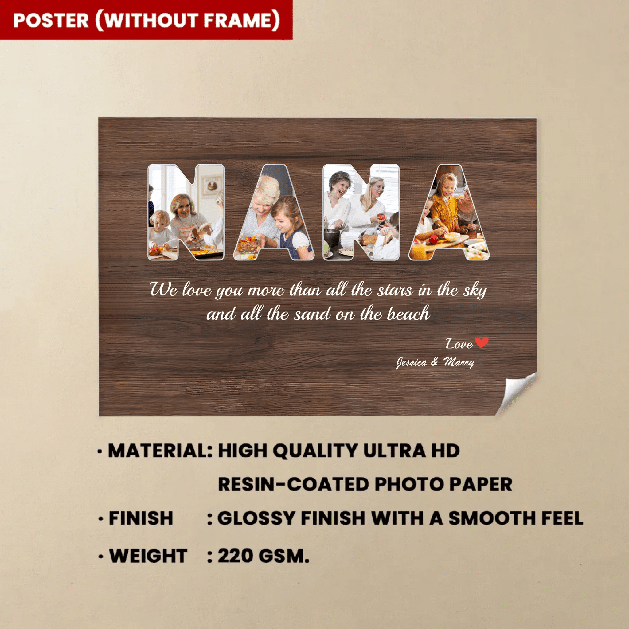 nana custom photo personalized canvas grandparents day gift