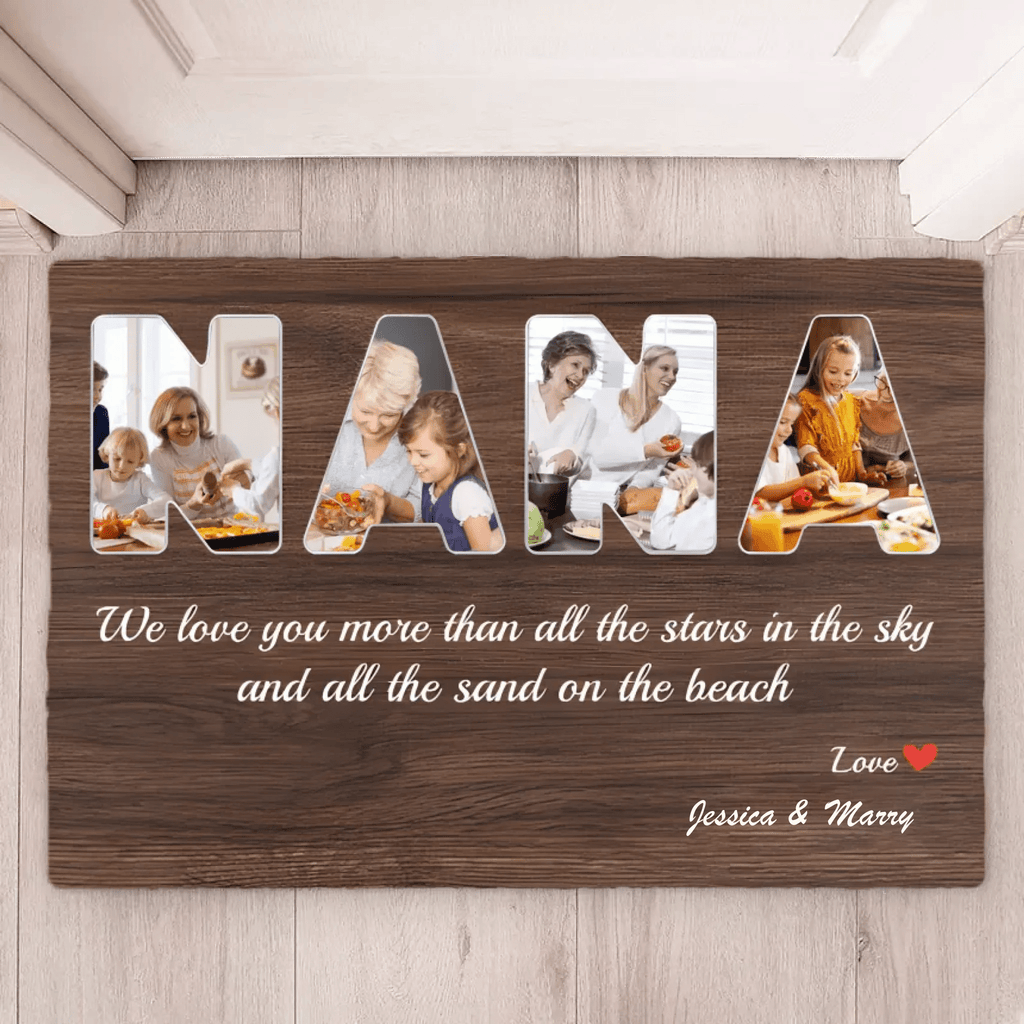 NANA Custom Photo - Customizable Dark Wood Background Doormat 733437 - D - DiyGiftly